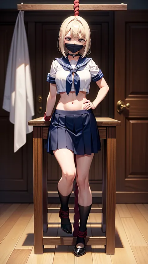 (highly detailed cg unity 8k), (highest quality)，(very detailed)，(ultra-high resolution), 1 female, white cloth gag, uniform, sa...