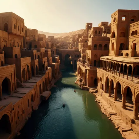 create a hq cinematic 8k picture of shushtar city with people go to hell