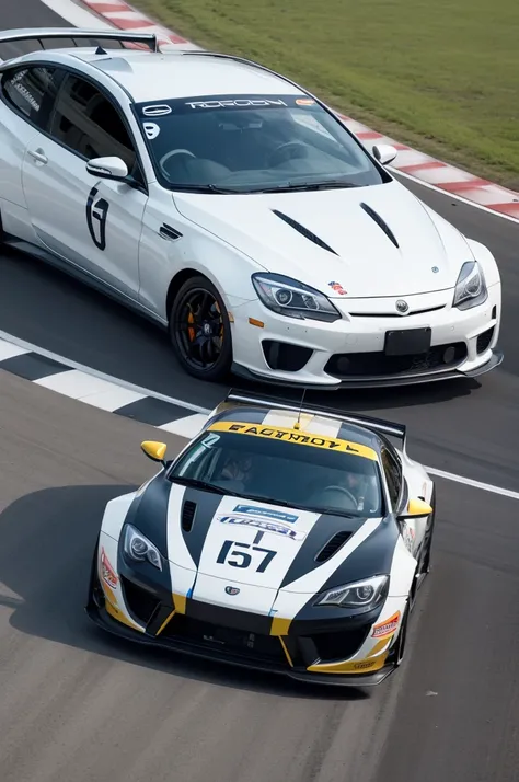 A car on the track traveling 