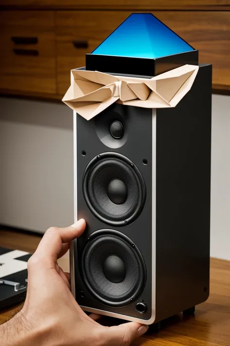 Create me a speaker to have it in your hand realistically 