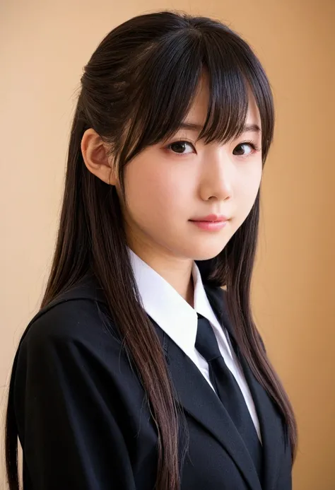 high school girl　model　黒のuniform　高級ブランドのmodel少し高級感　Black　uniform　adultっぽさ　adult　beautiful　beautiful　nice　cute　popular person　model　high school student　Overseas Face　Half Japanese, half American