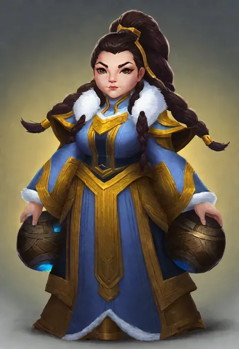 (((masterwork, best quality))), full body shot,  League of Legends, female dwarf with long braided hair