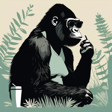 gorilla-like , sweet,art by Sophie Roach , art by Jon Klassen , art by Michael Cho , art by Sophie Roach、sunglasses,campimg,smoking