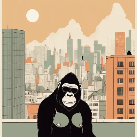 gorilla-like , sweet,art by Sophie Roach , art by Jon Klassen , art by Michael Cho , art by Sophie Roach、sunglasses,campimg,smoking,city