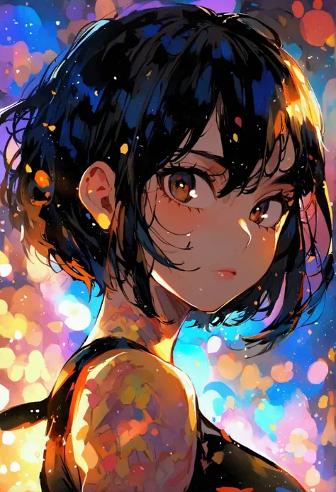 My hero academia, cute female with , short black hair and brown eyes