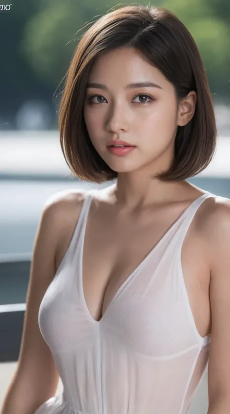 Women themselves, White drool coming out of the mouth, Short hair Outdoors Fair skin Messy hair Sun Super cute, Soft and Face, Brown Hair, 8k resolution, Ultra-realistic, Super Definition, Soft Body Tight Ass Night, A-cup small breasts ((Highest resolution...