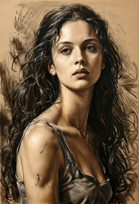 um pencil draw de uma mulher , a charcoal drawing by William Twigg-Smith, CGSetnation, arte figurativa, charcoal drawing, pencil draw, dynamic pose