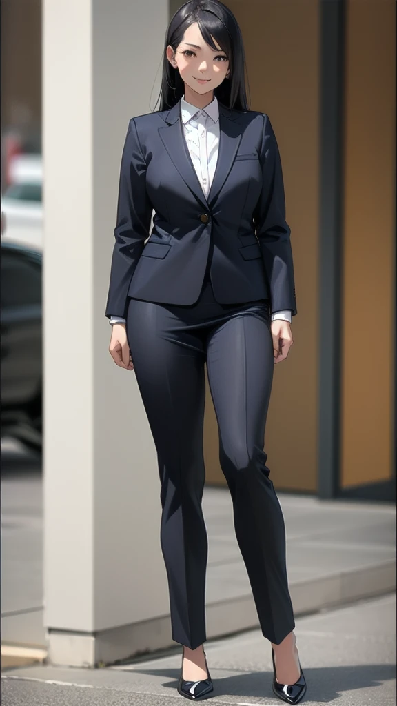 1 girl, looking directly at viewer, , business attire, highly detailed , tan skin, full body