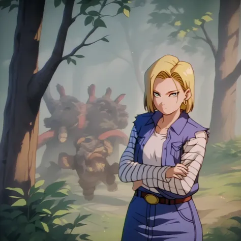 anime in mnst artstyle, (android 18):3.0, hd, 4k, high-quality in the style of akira toriyama