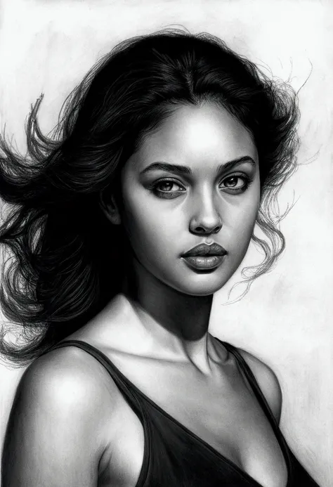 um pencil draw de uma mulher , a charcoal drawing, cgsetnation, arte figurativa, charcoal drawing, pencil draw, dynamic pose