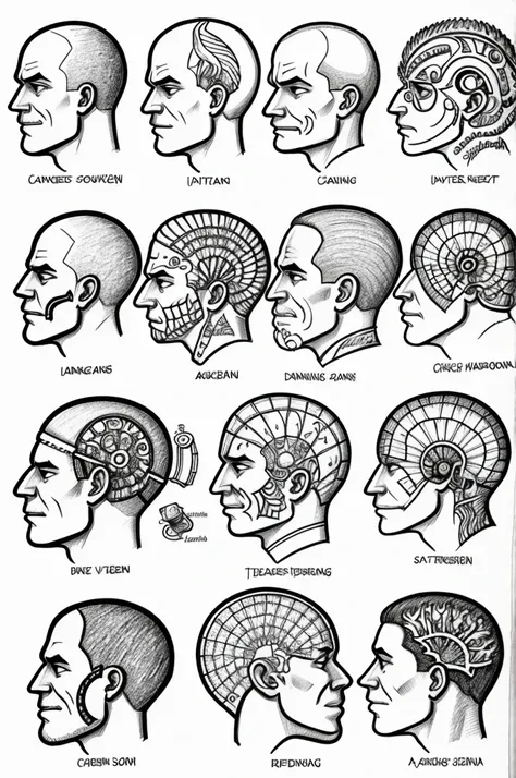 Cartoon style drawing of the cranial nerves 