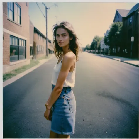 nkplr0, polaroid, a supermodel, summer,  dslr, soft lighting, high quality, film grain, Fujifilm XT3, 