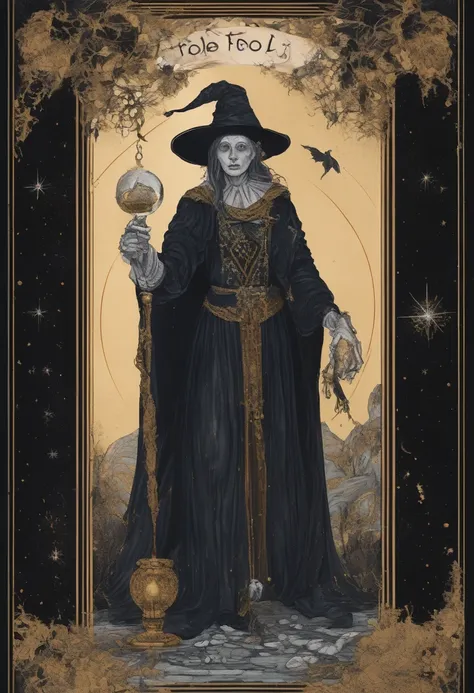 The fool (TAROT) full details, realistic, magical style (witch theme) glitter details