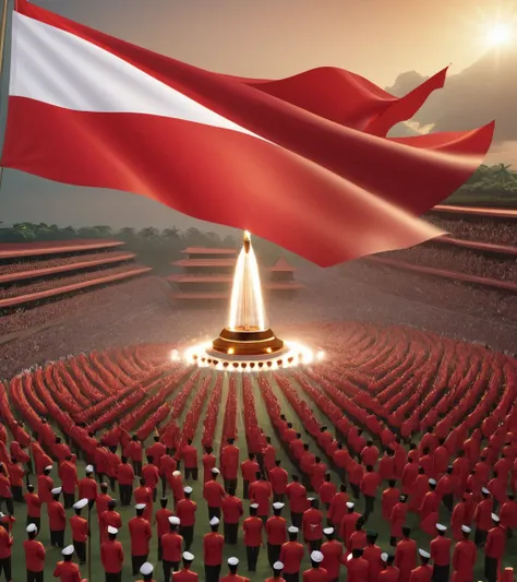 illustration of indonesian flag-raising ceremony on independence day