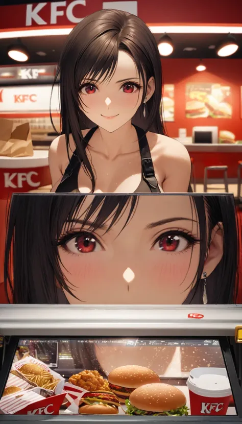 Highest quality, Super quality, 16K, Incredibly absurd, Very detailed, delicate and dynamic, SFW, Natural light, Small particles reflect light, Diffuse reflection of light, Vortex of Light, In-store pop, KFC, Fast food restaurants, McDonald, hamburger, Spa...