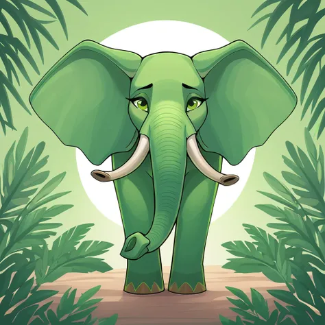 you can see inside the elephant in green aesthetic art style