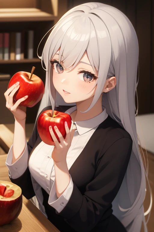 anime girl eating an apple 