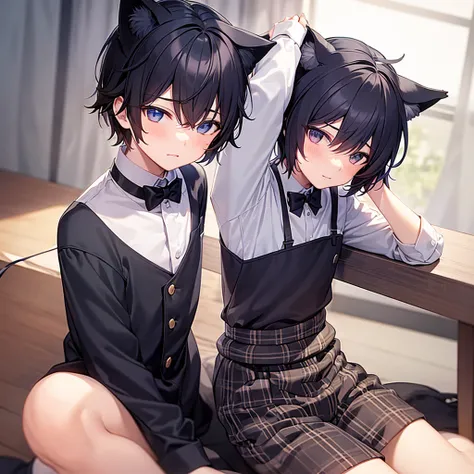 Boy in school clothes but with cat ears