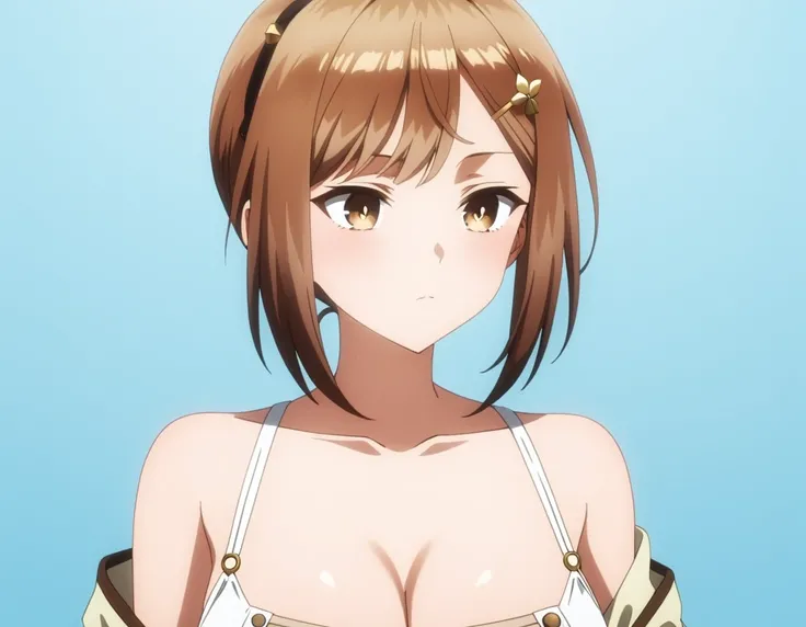 score_9, score_8_up, score_7_up, score_6_up, score_5_up, score_4_up , source_anime , best quality, masterpiece, uncensored,hetero,1girl ,facial profile ,solo, ryza, reisalin stout, short hair, brown hair, hair ornament, brown eyes, hairclip, thighhighs, co...