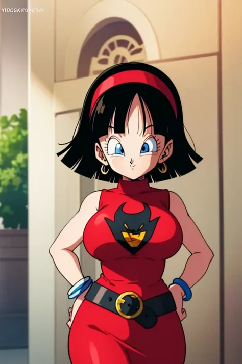 ultra detailed, masterpiece, best quality, solo, soft smile, light smile, videl, dragon ball,
hairband, short hair, red hairband...