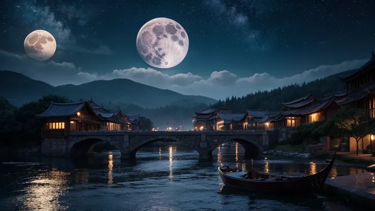 Highest quality、masterpiece、photograph、Artistic、mysterious、full moon、Night Background、