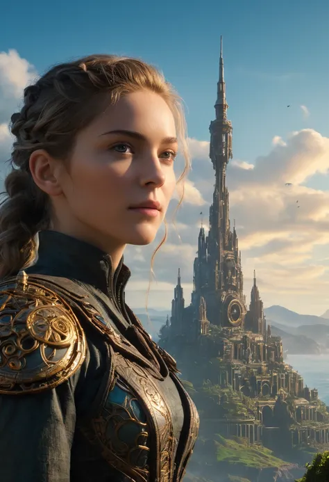 Female Arafet images in SF scenes, Android Jones and Chris Dyer, Portrait of A stunningly beautiful 16yo Shelley Garland, Square Enix Cinematic Art, Movie promotional images, shot on IMAX, Muspelheim, The protagonist in the foreground, paul atreides, IMAX ...