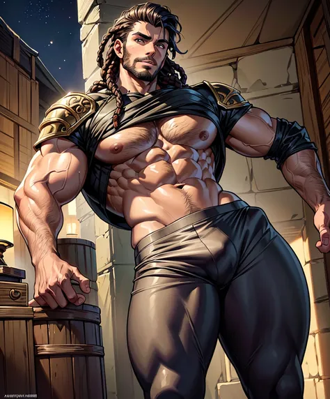 (((Single character image.))) (((1boy))) (((Dressed in medieval fantasy attire.)))  (((Generate a darkly handsome male character for a fantasy setting.))) (((Appears to be 20 years old with youthful looks.))) (((Looks like the ideal vision of a sexy, hands...