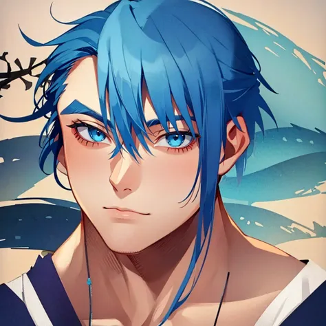 1  with blue hair, has blue eyes