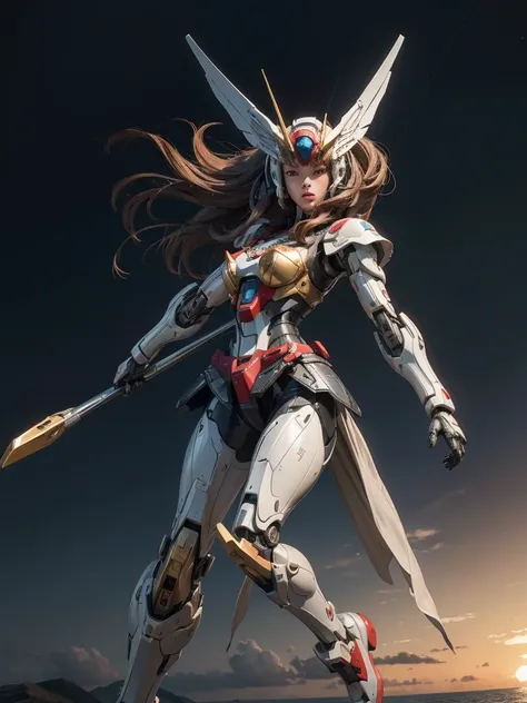 Textured skin, Super Detail, high details, High quality, Best Quality, hight resolution, 1080p, Gorgeous beauty、Girl with Beautiful Mecha Body、(Gundam) Girl with robot body