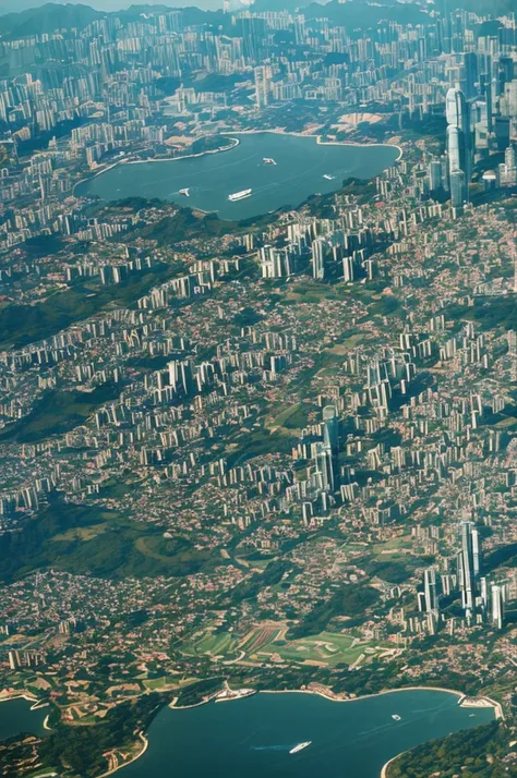 an aerial view of the cityscape of hong kong in the 1980s.