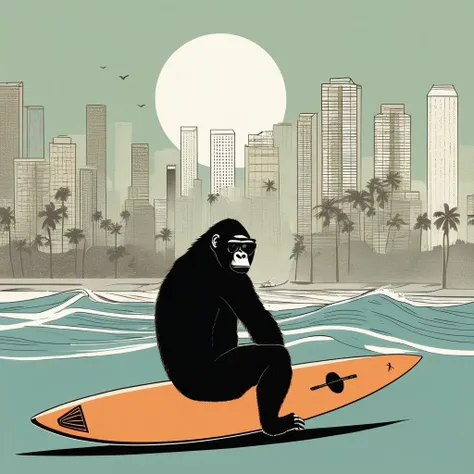 gorilla-like , sweet,art by Sophie Roach , art by Jon Klassen , art by Michael Cho , art by Sophie Roach、sunglasses,surfing,city