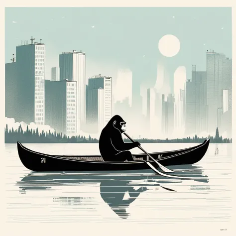 gorilla-like , sweet,art by Sophie Roach , art by Jon Klassen , art by Michael Cho , art by Sophie Roach、sunglasses,campimg,smoking,city,canoe