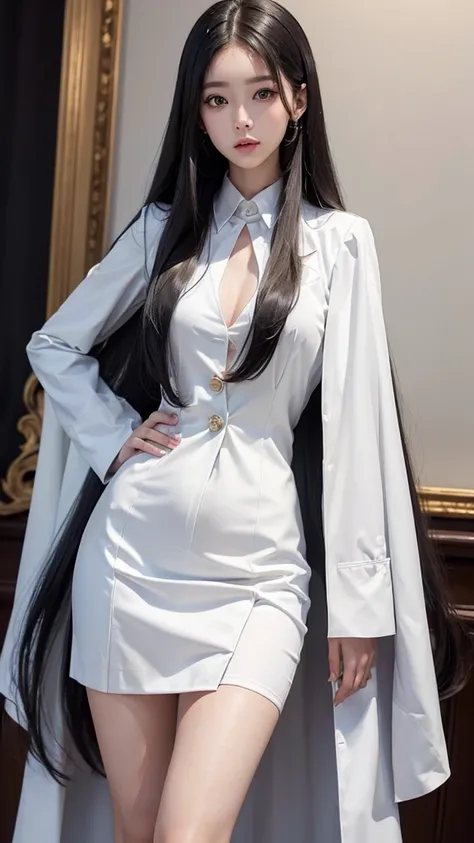 woman, กระโปรงสั้นwhite, เสื้อsuitwhite, skirt only, (สาวสวยTwo meter long hair, my hair is very long., extra long hair, long black hair), (suitสไตล์อิตาลี, suitสองปุ่ม), (Italian suit, white suit, Set of two buttons), (ใส่suitwoman, Business woman&#39;sui...