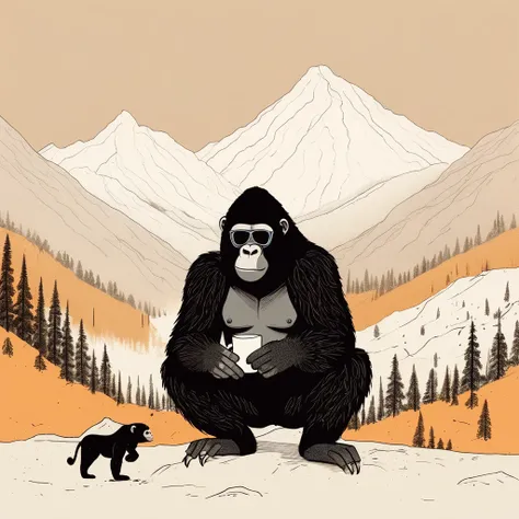 gorilla-like , sweet,art by Sophie Roach , art by Jon Klassen , art by Michael Cho , art by Sophie Roach、sunglasses,campimg,smoking,mountain climbing