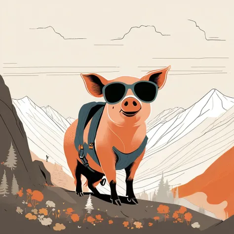 pig-like , sweet,art by Sophie Roach , art by Jon Klassen , art by Michael Cho , art by Sophie Roach、sunglasses,campimg,smoking,mountain climbing