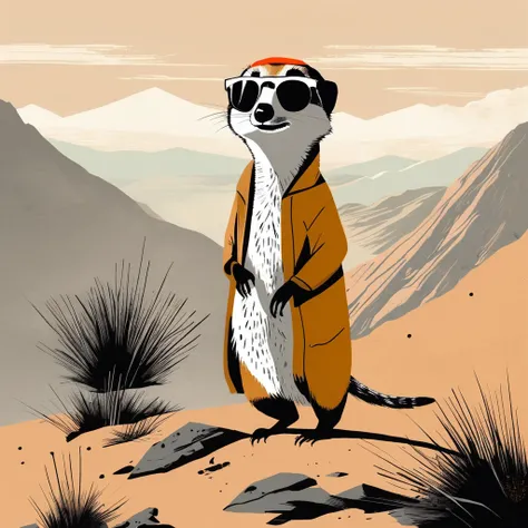 meerkat-like , sweet,art by Sophie Roach , art by Jon Klassen , art by Michael Cho , art by Sophie Roach、sunglasses,campimg,smoking,mountain climbing