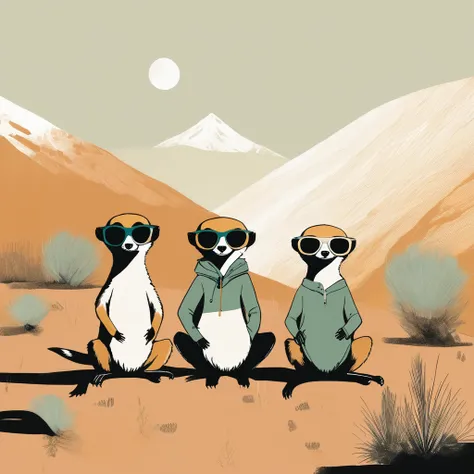 two,meerkat-like , sweet,art by Sophie Roach , art by Jon Klassen , art by Michael Cho , art by Sophie Roach、sunglasses,campimg,smoking,mountain climbing