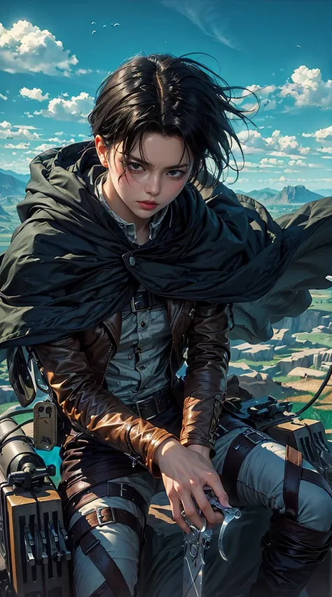 a close up of a boys(levi ackerman) , black hair , blue eyes ,  shadowbringers cinematic, 4 k detail fantasy, a beautiful fantasy empress, game cg, 2. 5 d cgi anime fantasy artwork, cinematic goddess close shot, wow 4 k detail fantasy, hyperdetailed fantas...