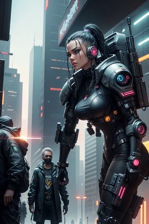 cyberpunk people, cyberwar, cybernetic world, futuristic guns