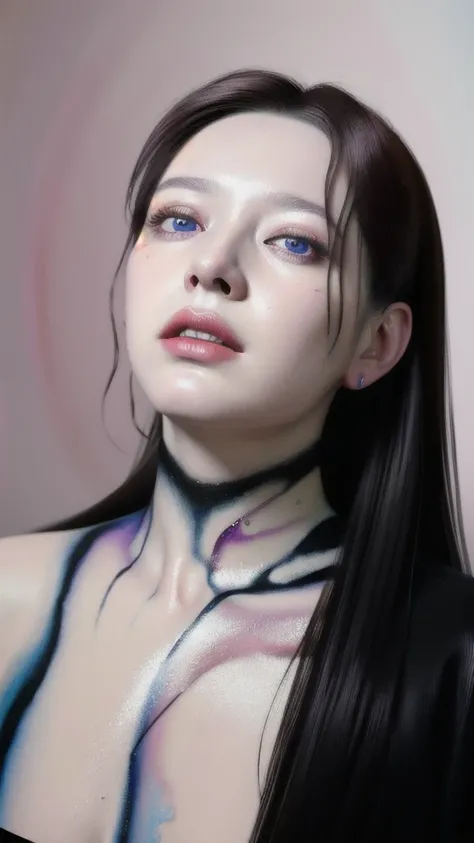 Android Beauty, Powerful paintings inspired by Francis Bacon, Ultra-realistic surrealism, Hyperrealism, fear, art, hyper real painting, Realistic illustration painting, カラフルなHyperrealism, Hyper-realistic digital art