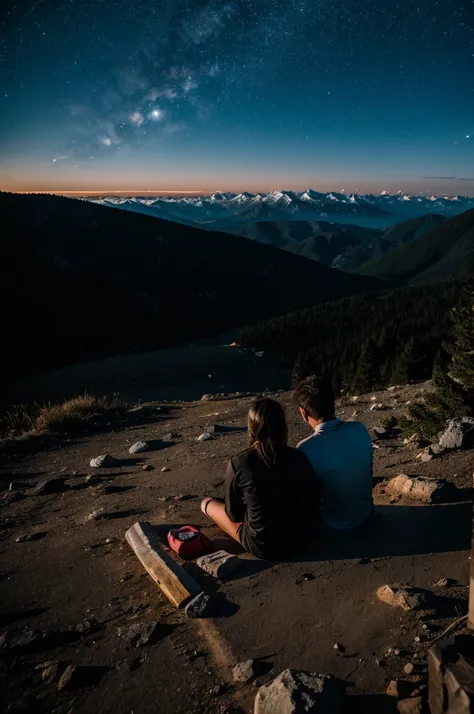 we sat on a mountain alone at night and seeing the stars