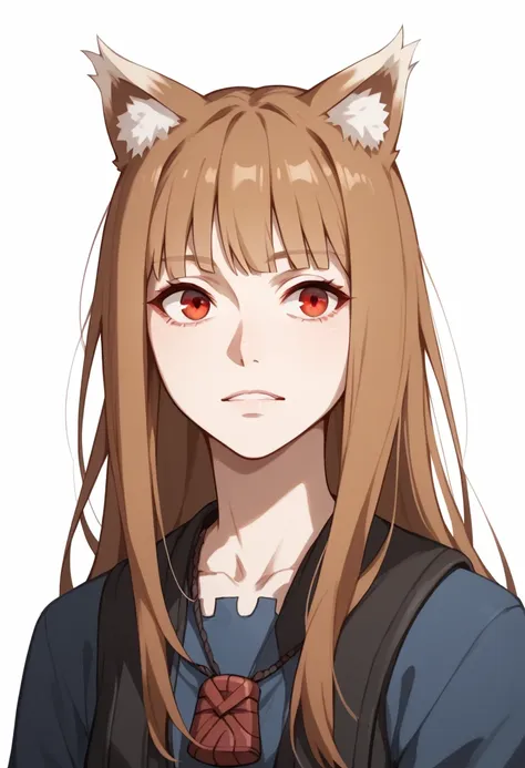 Score_9, Score_8_up, Score_7_up, Score_6_up, Score_5_up, Score_4_up, 1girl, holo, brown hair,long hair,red eyes, wolf girl,wolf ear,wolf tail