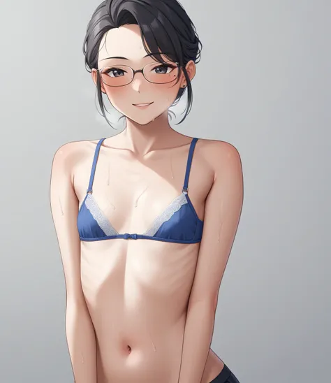 One person、masterpiece、Highest quality、Super detailed、High resolution illustrations、Improve skin quality、Increase eye appeal、Drawn in detail、Perfect body structure、Old woman、Are thin、Tall、Take off your clothes、Showing off your bra、Flat chest、Small breasts、...