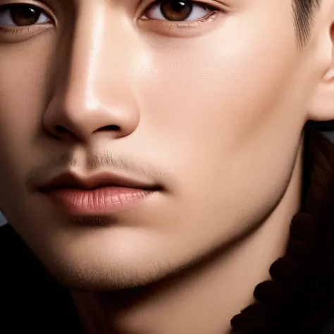 A young man, detailed face of an asian boy, beautiful  face and beautiful face, anato finstark. perfect faces, clean-shaven face, beautiful  face, zoomed in, clean clean-shaven face, beautiful chad chin, close up face, inspired by Oka Yasutomo