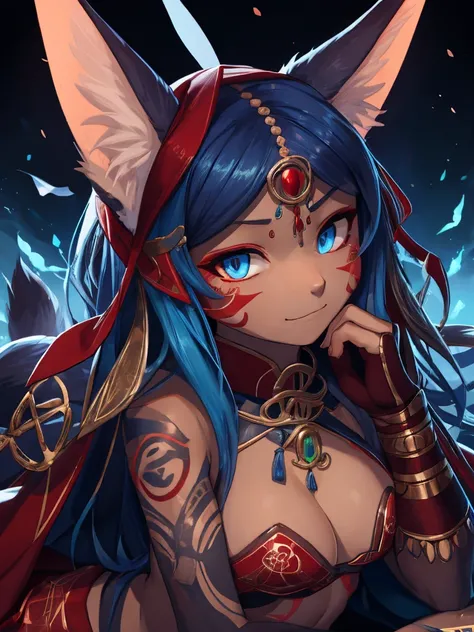 the best definition,(1 teen) High Definition, kitsune ears, tribal tattoo, flirtatious girl, Small breasts add_detail, magician girl add_detail, sensual pose, horny girl, expression of sarcasm puts his hands to his face with an expression of mischief add_d...