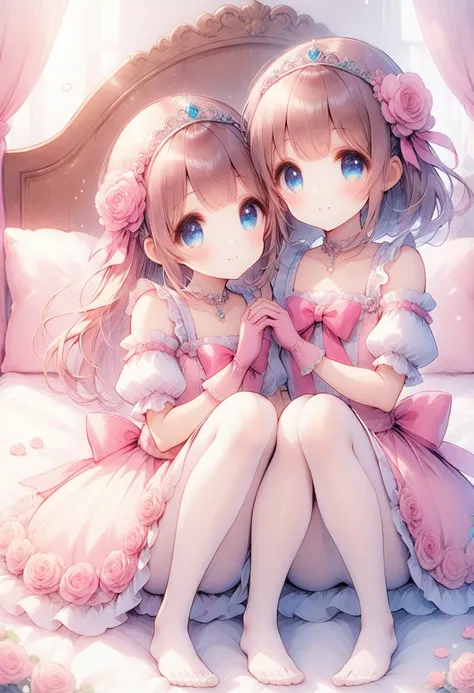 (Style-Princess) (1 man, 1 catgirl) (hetero, couple) (crossdressing, fully clothed) (brown hair, blue eyes) (portrait) (womens clothes only) (womens beautifully feminine skintight velvet floral print frilly girly pink adorable ballet leotards) (white opaqu...