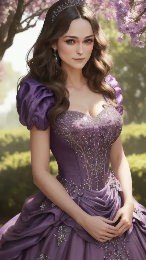 masterpiece, absurdres, fine detail, hdr, highly detailed face and eyes, photorealistic, smiling, excited,ballgown, keira knight...