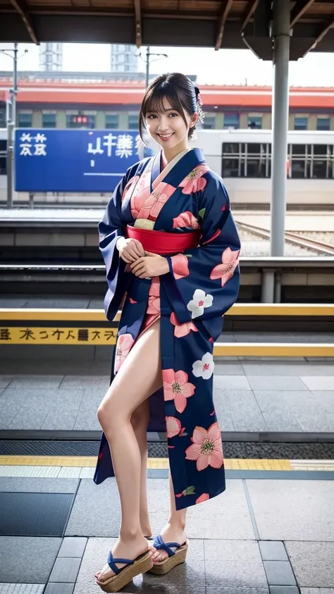 (japanese kimono、kimono、yukata:1.3)、(whole body shot:1.24))、(raw photos、photorealistic:1.4)、one girl、beautiful girls、21-year-old...