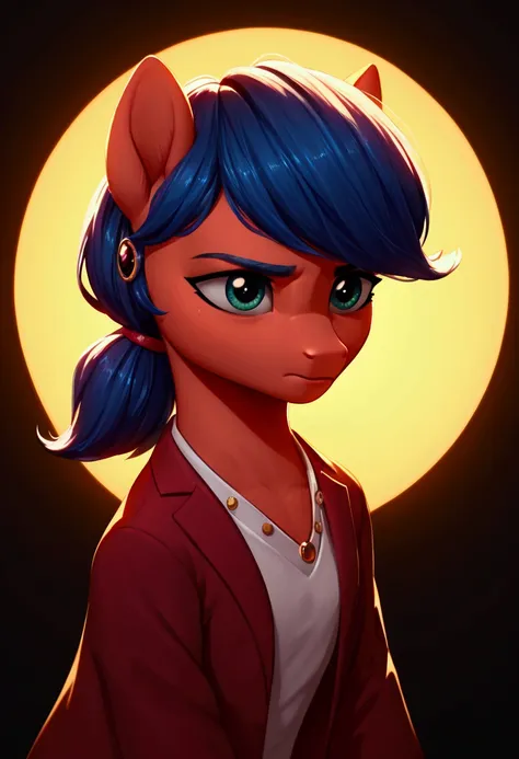 score_9,score_8_up,score_7_up,score_6_up, ((my little pony)), radiant lighting, vibrant colors, whimsical atmosphere, 8K, high resolution, highly detailed, masterpiece, (stern look), ((pony body)), (((Marinette Dupain-Cheng)))