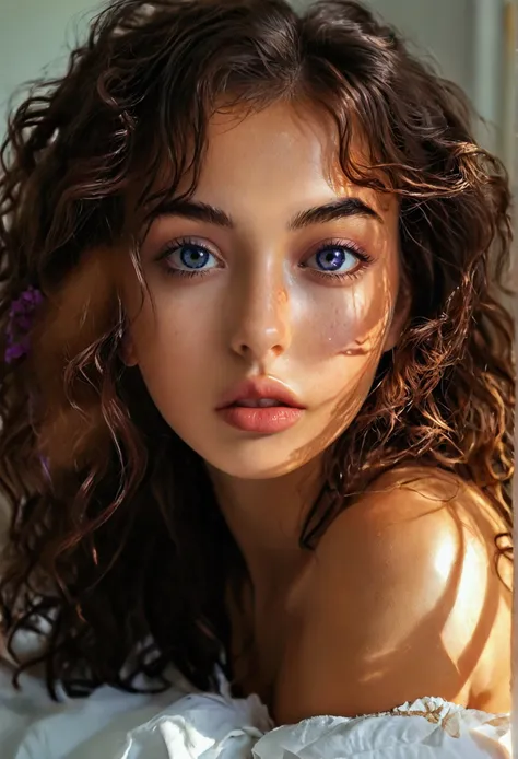 arafed, femme, à, vêtements noirs, fille sexy aux yeux marrons, portrait sophie mudd, cheveux bruns et grands yeux, selfie d&#39;une jeune femme, yeux de la chambre, violette myers, sans maquillage, maquillage naturel, regarder directement la caméra, visag...